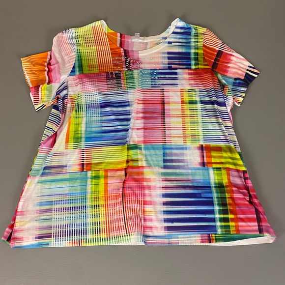 Avenue Women's T-Shirt Top Plus Size‎ 22/24 Colorful Multicolor Rhinestone - Picture 1 of 11
